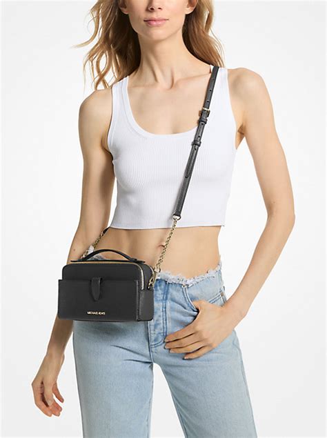 michael kors crossbody double pouch|Jet Set Medium Saffiano Leather Smartphone Double .